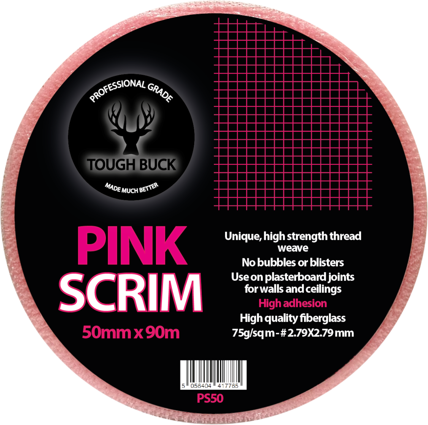Extra Sticky Fibreglass Plasterboard Jointing Pink Scrim Tape 50mm x 90m