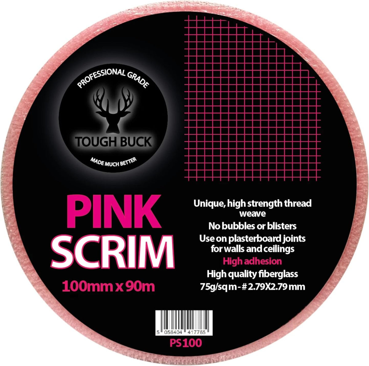 Extra Sticky Fibreglass Plasterboard Jointing Pink Scrim Tape 100mm x 90m