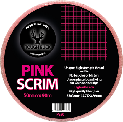 Extra Sticky Fibreglass Plasterboard Jointing Pink Scrim Tape 50mm x 90m