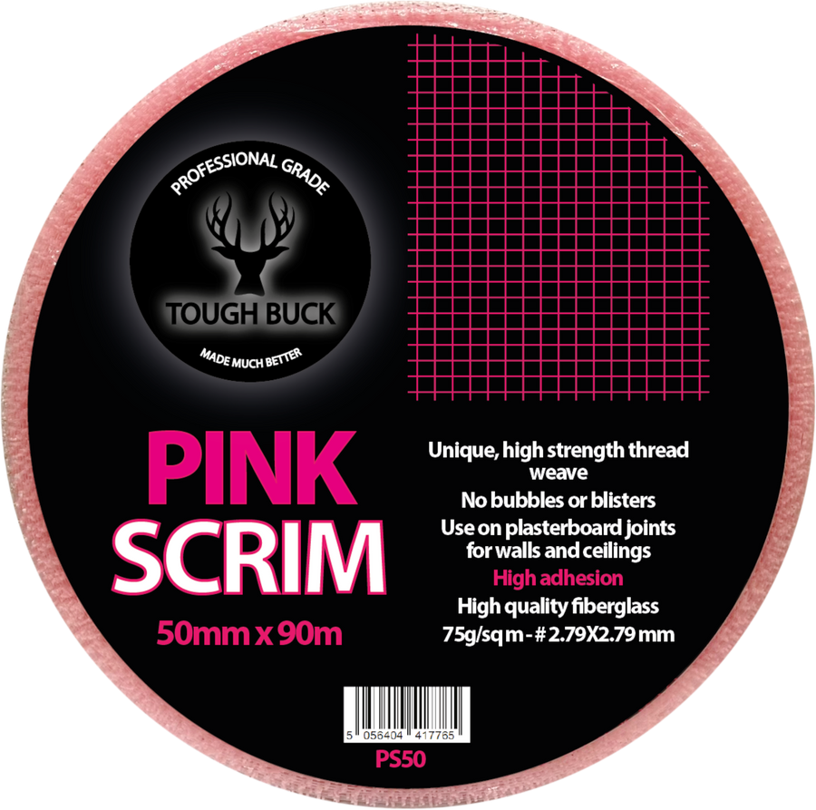 Extra Sticky Fibreglass Plasterboard Jointing Pink Scrim Tape 50mm x 90m